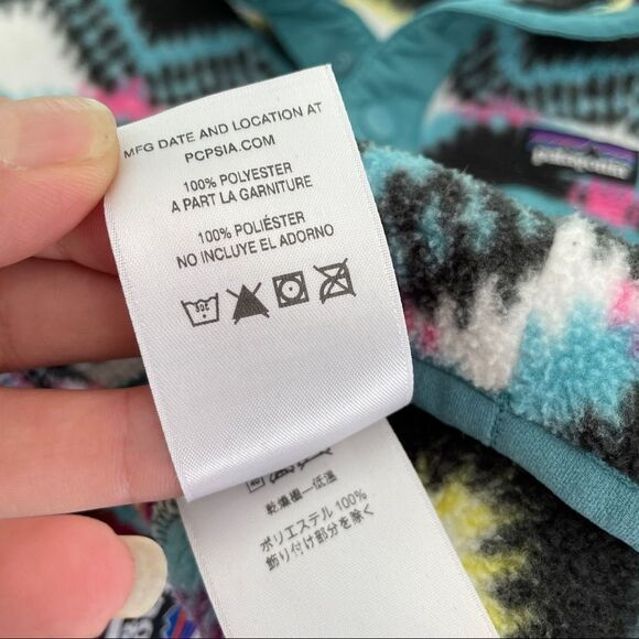 Patagonia Girls Retro Aztec Print Lightweight Synchilla Snap-T Pullover Fleece L - Picture 13 of 13